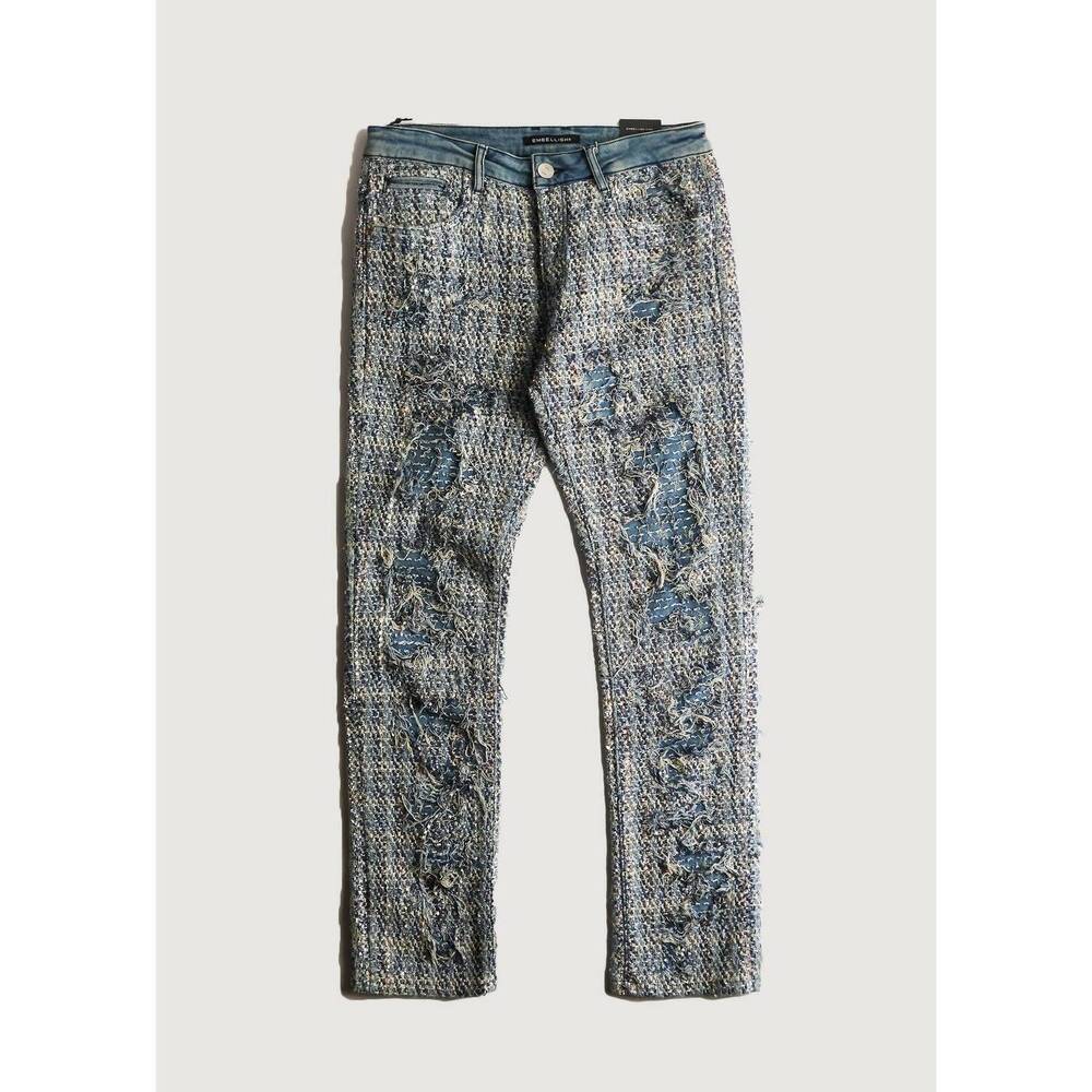 NEW EMBELLISH men's salvage denim jeans in blue